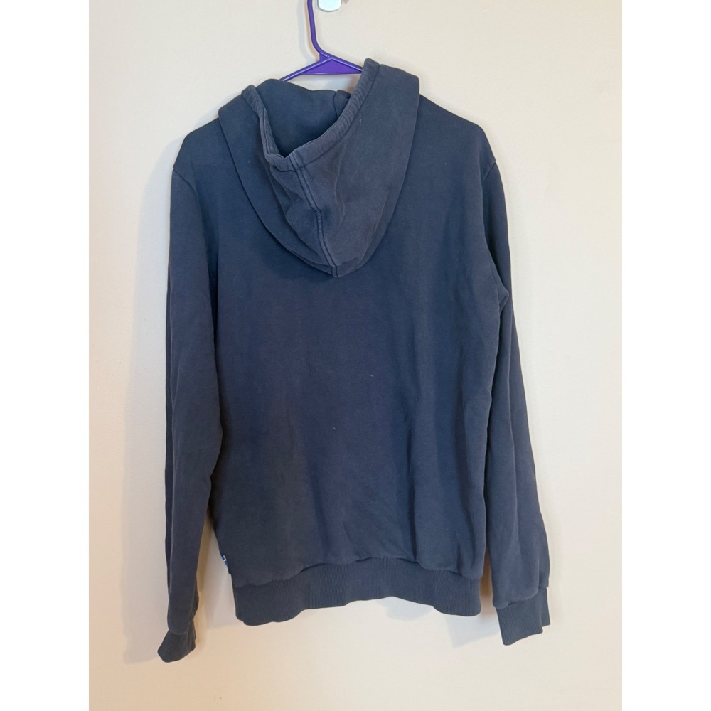 Fjallraven Logo Hoodie M Navy Blue Cotton Blend Pullover Sweatshirt 84144 - Picture 3 of 6